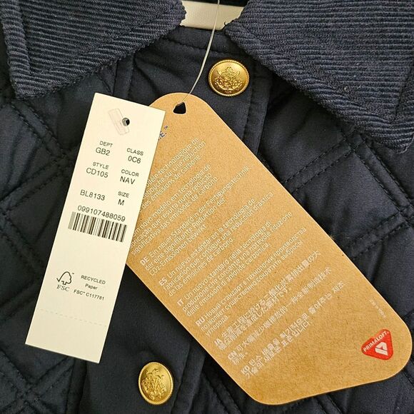J. Crew Vest Jacket Medium Blue Quilted Barn Corduroy Collar Preppy Gold Buttons - Picture 6 of 12
